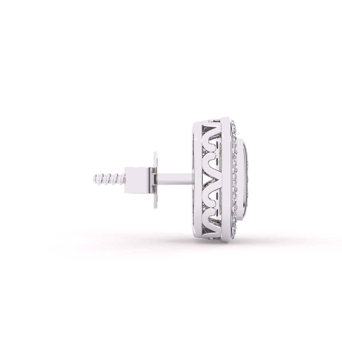 Classic Square Shaped Round Diamond Earrings